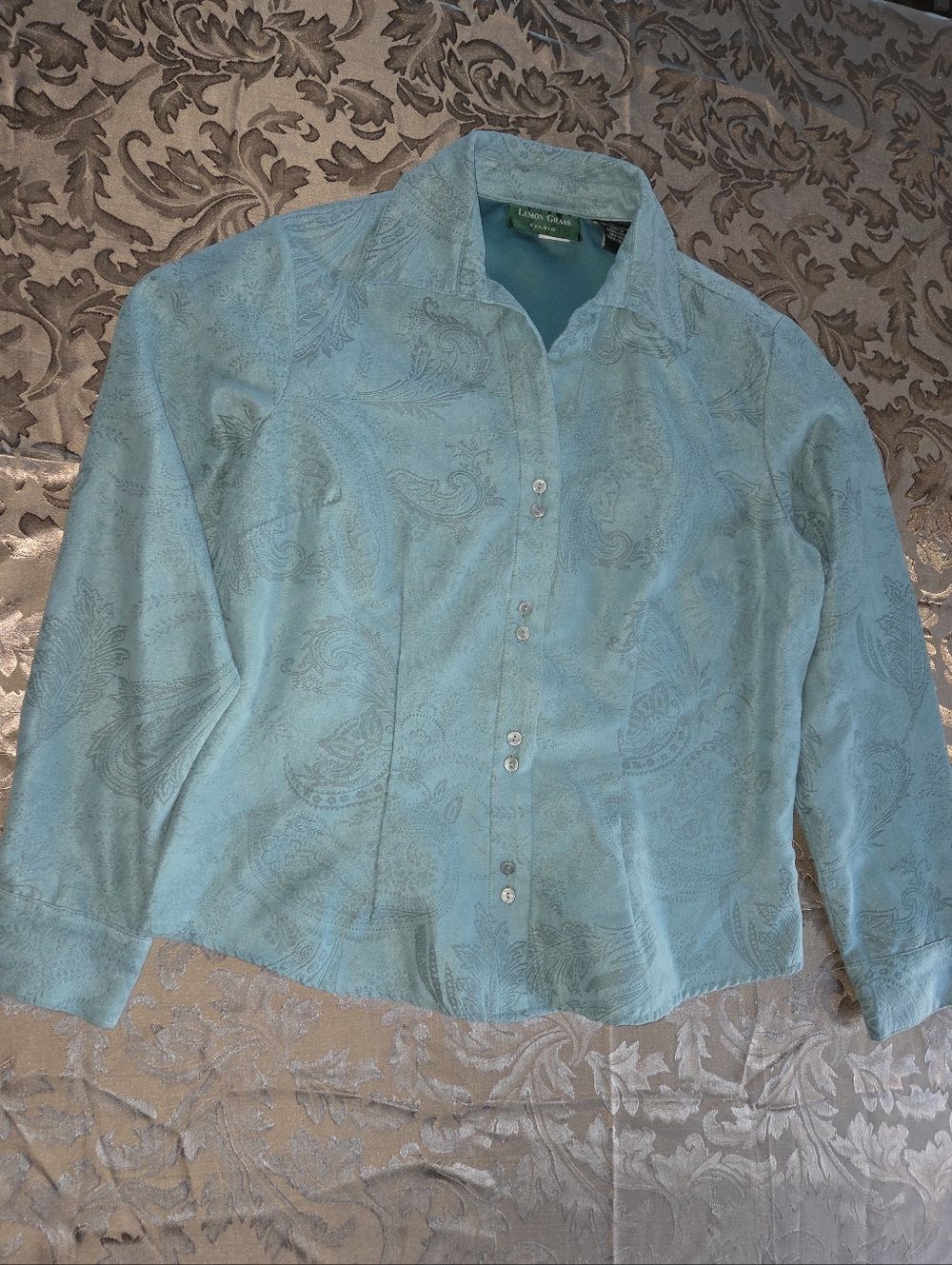 Lemon Grass Button Down Fitted Faux Suede